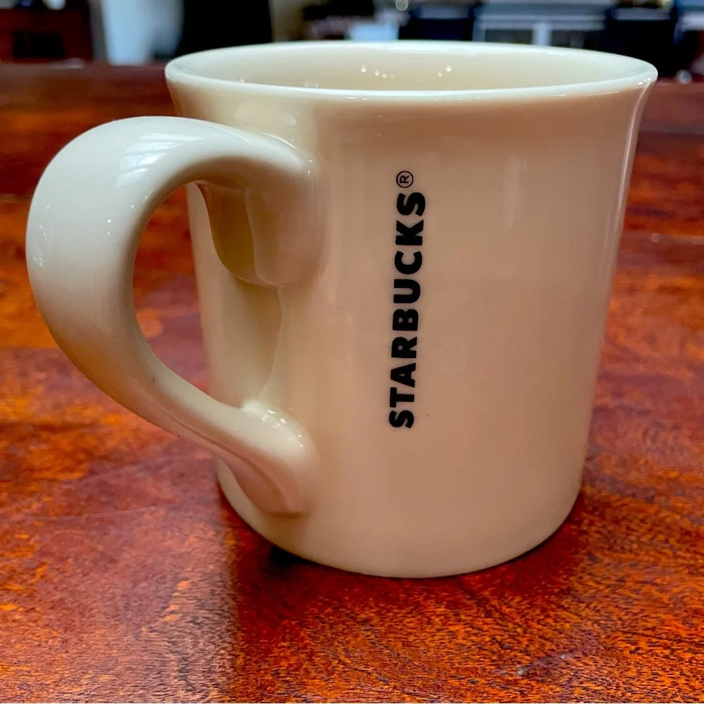 Starbucks 2013 White with Green Logo Ceramic Diner Coffee Mug (14oz)